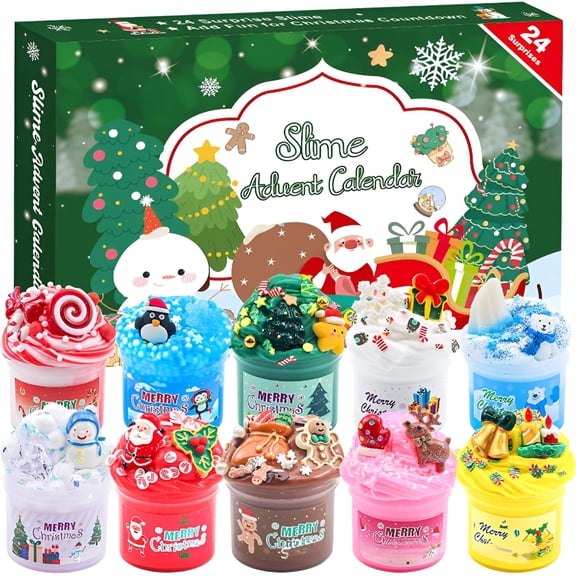 BESTSKY Slime Advent Calendar 2025 Christmas Countdown Calendars 24 Days of Surprises with Slime Kit Funny Gifts