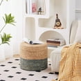thumbnail image 4 of Handwoven Cattail Pouf Ottoman, Lightweight Durable Natural Jute Footrest, Versatile Vanity Stool Shoe Bench for Balcony Garden Living Room, 4 of 6
