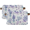 thumbnail image 2 of Purple Lavender Vase Storage Basket, Durable Canvas Organizer With Handles Large Collapsible Storage Bins Boxes for Home Office - 1 Pack Home Decor, 2 of 7