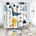 thumbnail image 6 of FMSHPON Cartoon Dinosaur 4 Piece Bathroom Set Shower Curtain Bath Rug Contour Mat and Toilet Lid Cover, 6 of 8