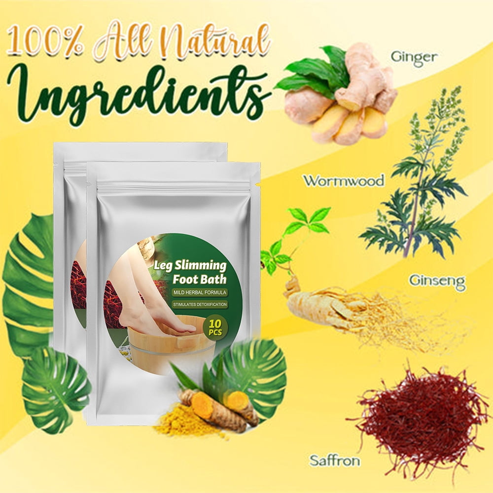 Alvantor Herbal Body Detox Foot Soak with Ginger Ginseng for Circulation Calf Tension Relief, 10pcs