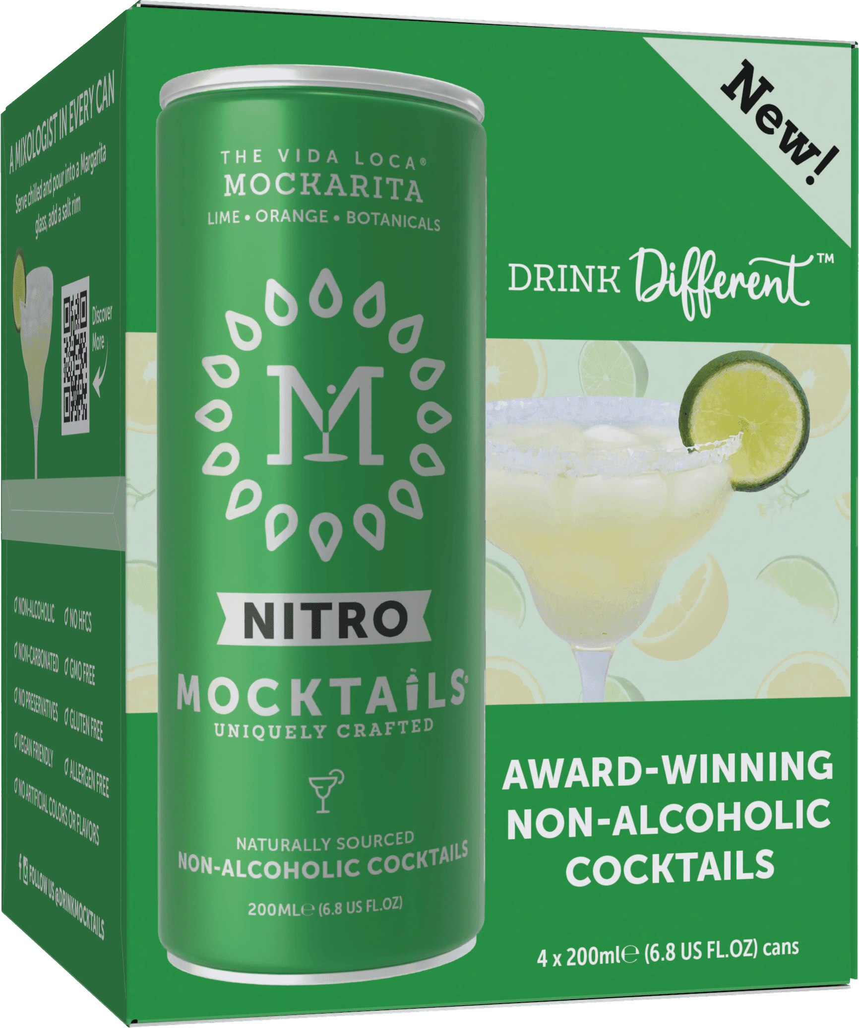 Mocktail Uniquley Crafted Non Alcoholic Vida Loca Margarita, 6.8 oz, 4 Pack