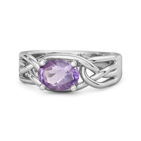 925 Sterling Silver 0.50 Ctw Amethyst Horizontal Set Engagement Women Valentines Day Gifts Ring