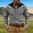 thumbnail image 2 of HXWCHs Western Heritage Long Sleeve Casual Shirt Festive Print Button Front Durable Easy Care top for Men XL Grey, 2 of 4
