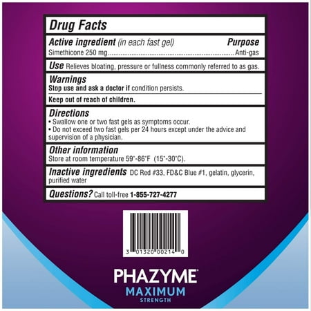 Phazyme Maximum strength gas relief 250 mg softgels, 24 ct