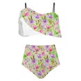 thumbnail image 3 of TrendVibe365 Women's Swimwear Bikinis Green 2 Piece Swimsuits High Waist Thong Adjustable Shoulder Strap Ruffles Bandeau Bathing Suits Floral Swimwear Beachwear M, 3 of 4