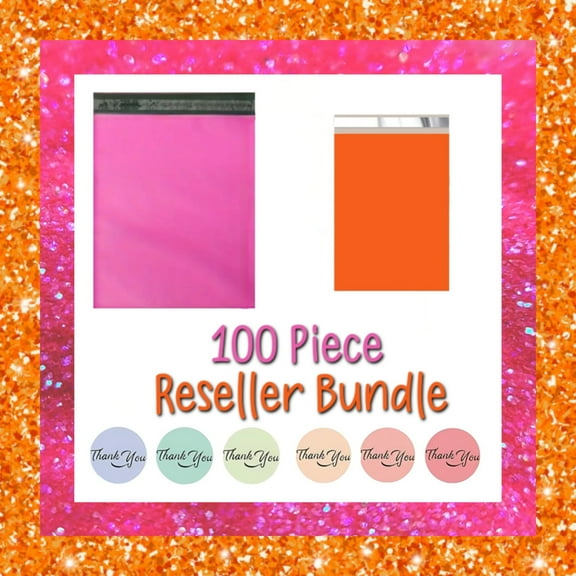 Reseller Bundle - Self Sealing Poly Mailers & Thank You Stickers - Strong Adhesive, Waterproof & Tear-Resistant Shipping Bag Envelopes (25-10"x13" & 25-6"x9" 50 Thank You Stickers)
