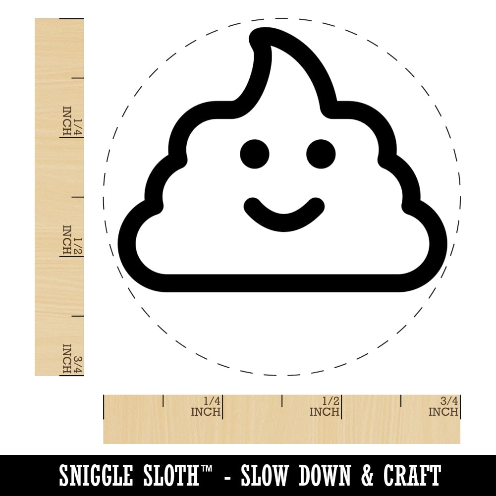 Smile Poop Face Emoticon Self-Inking Rubber Stamp Ink Stamper - Brown Ink - Small 3/4 Inch