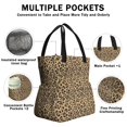 thumbnail image 3 of Brown and Black Leopard Print Drawstring Lunch Bag Women - Drawstring Lunch Bag Insulated for Work Office - Stain-Resistant Large Lunchbags for Women with Multi-Pockets, 3 of 6