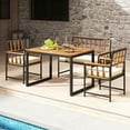 thumbnail image 4 of Gymax 4 PCS Acacia Wood Patio Dining Set w/ 1 Rectangular Table 1 Loveseat & 2 Armchairs, 4 of 10
