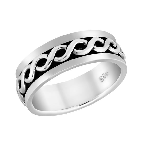 Perpetual Celtic Knot Spinner Sterling Silver Band Ring-7