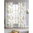 thumbnail image 2 of Pink Green Botanical Sheer Curtains 84 Inch Length 2 Panels Set for Living Room/Bedroom, Spring Watercolor Floral Leaf Plant Kitchen Curtains Grommet Semi-Sheer Curtains Window Treatments 42"x84"x2, 2 of 7