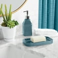 thumbnail image 3 of Mainstays 16-Piece Blue Textured Solid Shower Curtain Bathroom Set – Fabric Curtain with Rug, Hooks, Soap Pump & Tray, 3 of 9