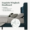 thumbnail image 5 of Amolife Queen Size Platform Bed with Wingback Headboard, Square Stitched Style, Blue, 5 of 8