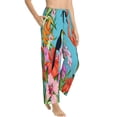 thumbnail image 2 of Sigee Tropical Jungle Flamingo Print Women's Soft Pajama Pants - Breathable and Comfortable Lounge Sleep Bottoms with Elastic Waistband and Pockets-Medium, 2 of 9