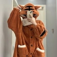 thumbnail image 3 of Adults Winter Coral Velvet Hooded Cartoon Robe Womens Flannel Dressing Gown Tiger Rabbit Animal Pajamas Ladies Warm Nightgowns (Pink Love,M), 3 of 6