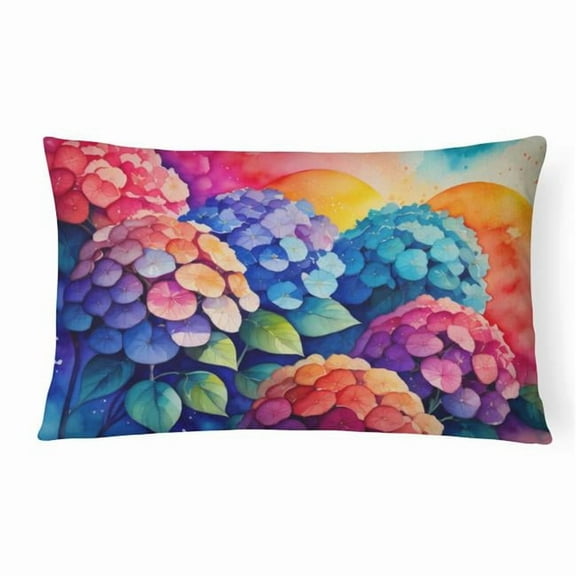 Carolines Treasures DAC1440PW1216 16 x 12 in. Unisex Hydrangeas in Color Fabric Decorative Pillow