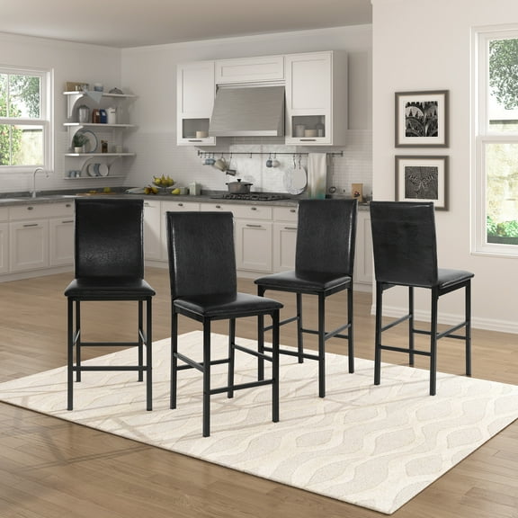 OakvillePark Harris Faux Leather Upholstered Counter Height Chair (Set of 4), Dark Brown