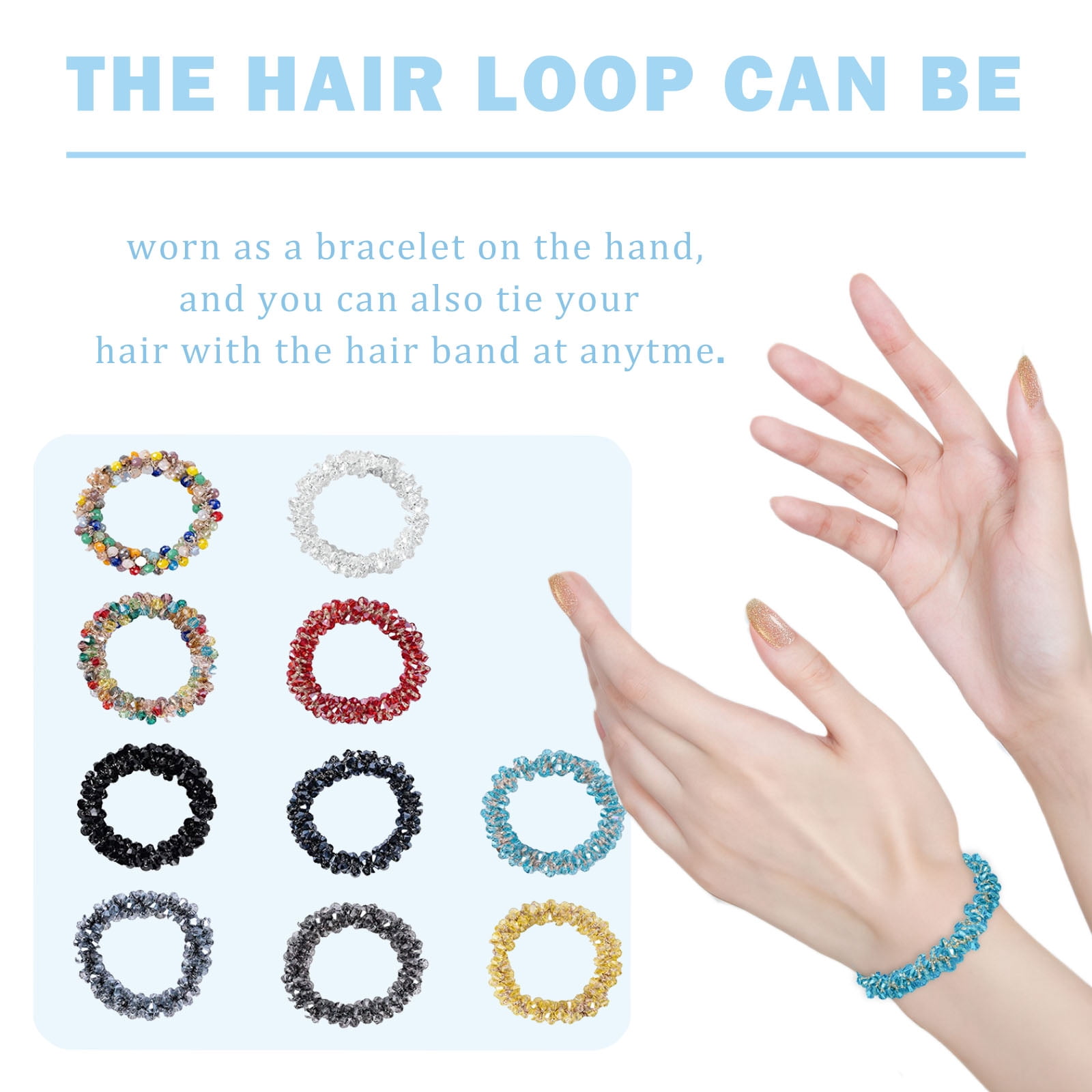 15 Pcs Crystal Hair Accessories for Women - Pearl Ponytail Holders, Scrunchies Stretchy Accessories, Scrunchies, and Pony Tail Holders