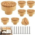 thumbnail image 1 of 8 pomos de madera de ratán para muebles, tiradores redondos para cajones, armarios, tocadores, con tornillos, 1 of 5