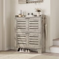 thumbnail image 5 of TROPOW Shoe Storage Cabinet,Narrow Shoe Cabinet with 2 Flip Drawers, Freestanding Hidden Slim Shoe Organizer Cabinet with Hooks for Foyer, Hallway, Garage, Gray, 5 of 9