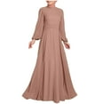 thumbnail image 1 of Women High Neck Abaya Muslim Dress Solid Color Prayer Clothes Long Sleeve Islamic Robe Full Length Dresses, 1 of 6