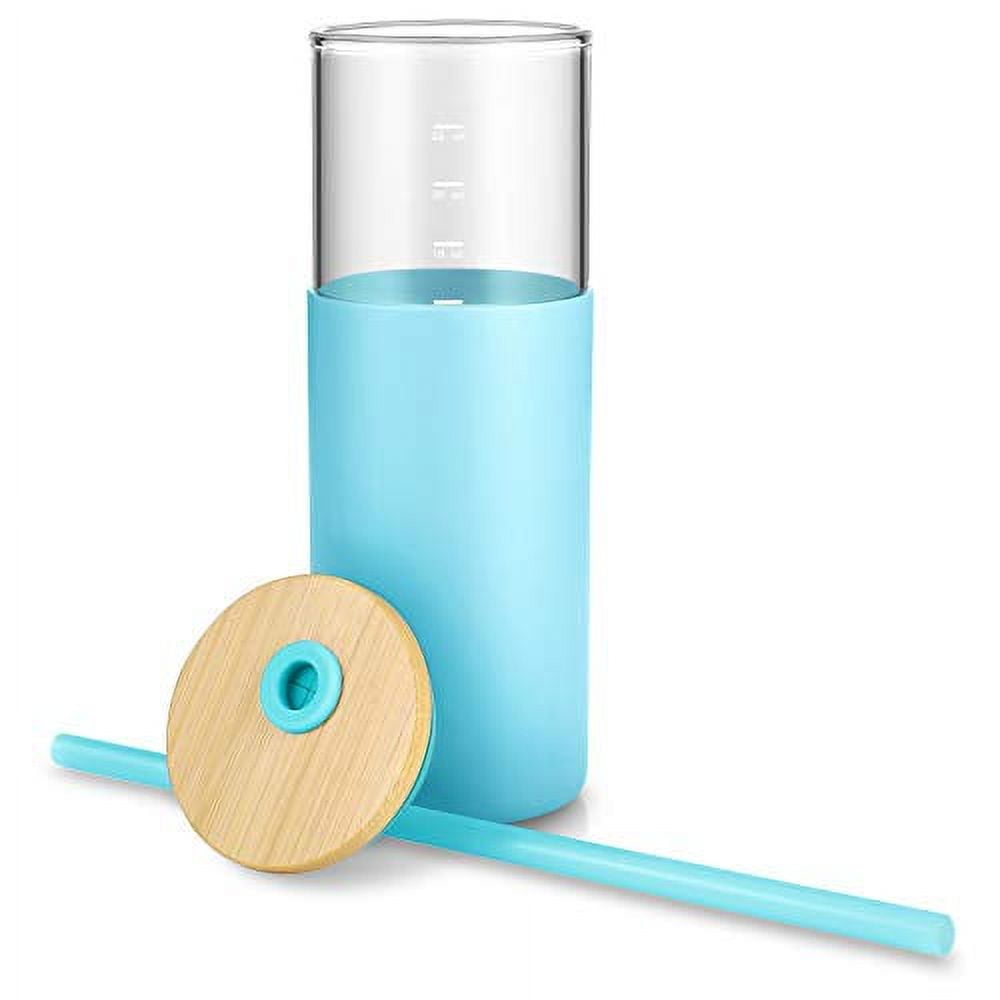 tronco 20oz Glass Tumbler Glass Water Bottle Straw Silicone Protective  Sleeve Bamboo Lid - BPA Free (Midnight