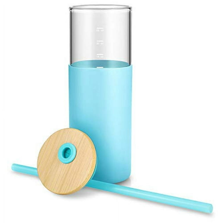 Glass and Bamboo Water Bottle with Straw – Chalkfulloflove