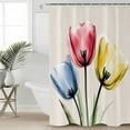 thumbnail image 6 of Shower Curtains Colorful Tulips Bath Curtain Vintage Linen Waterproof Bathroom Shower Curtain Set with Hooks Decoration 72 x 84 Inches, 6 of 7