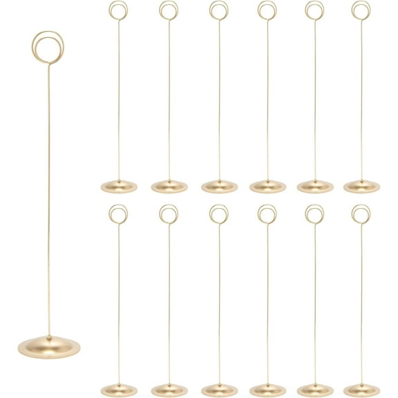 Creative Hobbies 12 Pack of Gold Table Number & Place Card Holders for Weddings, Restaurants & Events