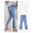 thumbnail image 2 of Coerni Teen Girls Flare Jeans High Waisted Denim Bell Bottoms Elastic Waist Denim Pants Vintage Bootcut Jeans Lace Bow Pants, 2 of 9