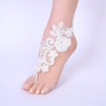 thumbnail image 5 of Encaje de pie para boda en la playa, sandalias descalzas, tobillera de encaje blanco para novia, encaje de flores descalzos para mujer, tobillera de pie, joyería TUNC Sencillez, 5 of 5