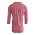 thumbnail image 4 of Daznico Women's Notch V-Neck 3/4 Sleeve Blouse, Flowy Casual Top with Metal Ring Detail,L, 4 of 5