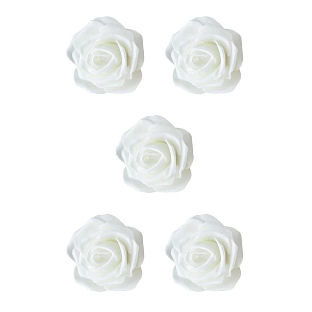 Flores biónicas artificiales Inteprter 50 piezas espuma simulación Rosa para adornos de boda Blanco crema