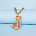 thumbnail image 2 of Baseball Initial A-Z Letter Pendant Necklace Cuban Chain Stainless Steel Jewelry, 2 of 7