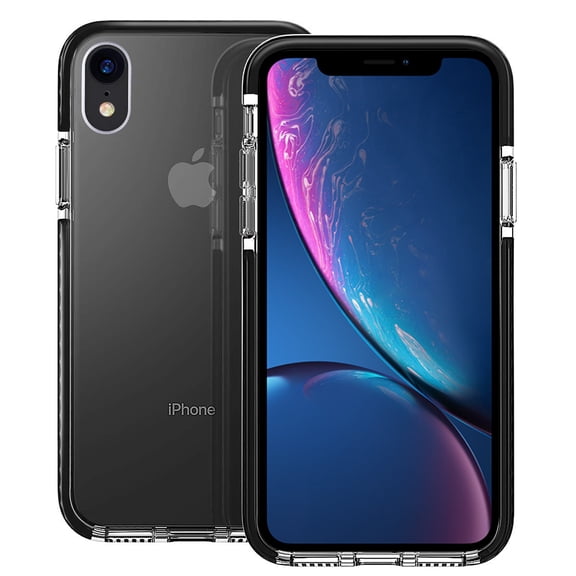 Apple iPhone XR Full Body Clear TPU Bumper Shockproof Protective Hybrid Case Cover Black