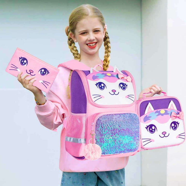 3PCS set Rolling Backpack For Girls Kids Wheeled School BookBag With Lunch And Pen Bag Pink Unicorn Cute sequin Glow in the dark 3PCS set Rolling Backpack For Girls Kids Wheeled School BookBag With Lunch And Pen Bag Pink Unicorn Cute sequin Glow in the dark