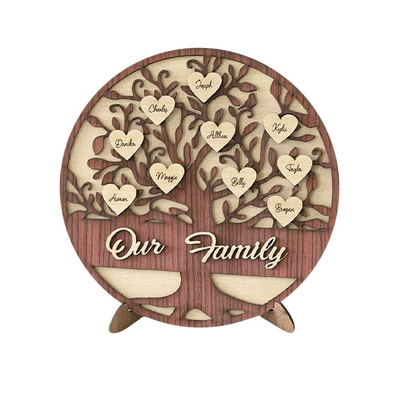 Personalized Name Sign,Wooden Name Sign Personalized Custom Name Family Tree Wooden Decor Desktop Sign Wooden Decoration Sign Mom with Names Heart Shape Custom Name Sign