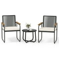 thumbnail image 2 of Costway 3 PCS Patio Furniture Set with Round Tempered Glass Top Table Armrests & Cushions, 2 of 10