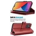 thumbnail image 3 of Njjex iPhone 14 Pro Max Case,PU Leather Wallet Case,Credit Cards Holder Kickstand Shockproof Flip Magnetic Protection Men Women Lady Phone Case for iPhone 14 Pro Max - Wine Red, 3 of 5