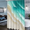 thumbnail image 3 of Abstract Beach Shower Curtains for Bathroom, Teal Green Beige Ombre Ocean Wave Coastal Sand Washable Fabric Shower Curtain with Hooks Waterproof Bathroom Decor Sets, 48 x 72 Inches, 3 of 9