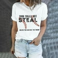 thumbnail image 5 of Endives Thou Shall Not Steal Unless You Can Beat The Throw Women's Letter Baseball Love Print Round Neck Short Sleeve T Shirt Top, 5 of 6
