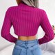 thumbnail image 4 of Suéter de mujer de cuello alto de manga larga asimétrico de moda de las mujeres suéter de ajuste casual, 4 of 6