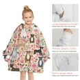 thumbnail image 6 of Boston Terrier Dog and Flower Florals Blanket Hoodies for Kids 6-13YR Oversize Wearable Blanket Hoodies for Boys Girls Teens, 6 of 7