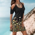 thumbnail image 1 of ICHUANYI Clearance Women Casual Loose Summer Floral Printed Tank Dress Beach Sundress Off Shoulder Dresses(Green, XL) ICHUANYI WER2023081007247, 1 of 5