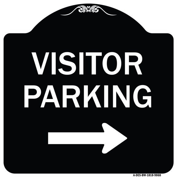 SignMission Designer Series Sign - Visitor-parking Right | Black & White 18" X 18" Heavy-Gauge Aluminum Architectural Sign | Protect Your Business & Municipality | Made in the USA