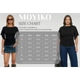 thumbnail image 7 of MOYIKO T Shirts for Women Boat Neck 3/4 Flare Sleeve Ruched Fitted Shirts, 7 of 7