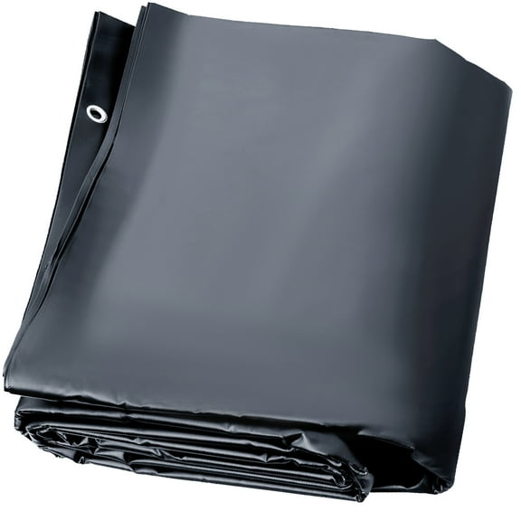 KFFKFF Protective Cover for 12x22ft Rectangular In-ground Pools, Pool Safety Cover with Drainage Openings, Robust PVC Swimming Pool Cover, PVC Cold Weather Safety Cover, Deep Grey