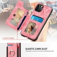 thumbnail image 5 of 12 Pro Max Phone Case,Card Holder Wallet Stand for iPhone 12 Pro Max Case,Ring Holder,RFID-Blocking,Wrist Strap,Camera Protector,Leather Shockproof Protective  Flip Cover Cases (Pink), 5 of 7
