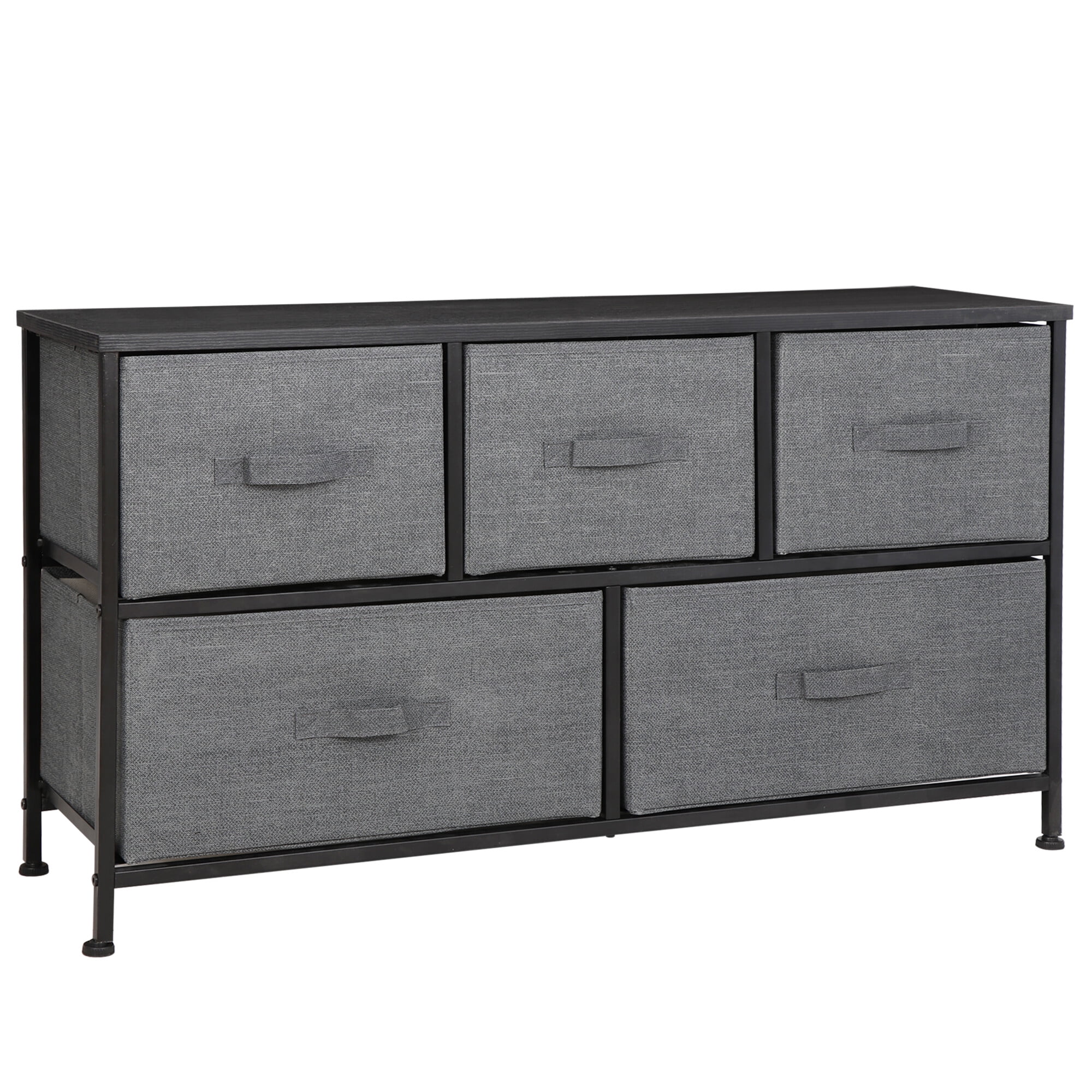 ZENY 2 Tiers Sturdy Steel Frame Wide Dresser Storage Tower Entryway Storage, Gray